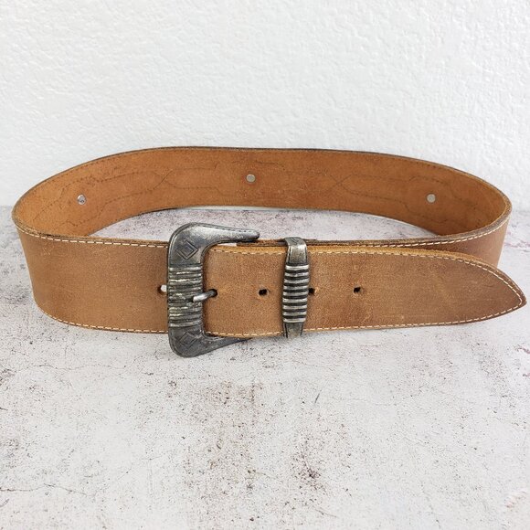 Vintage Banana Republic England Made Leather Belt Wide Western Equestrian Brown - Picture 2 of 13